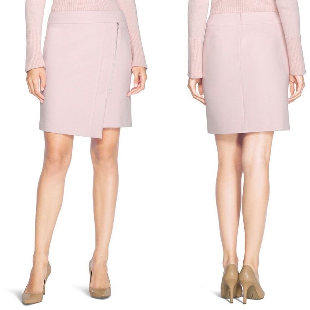 WHBM Asymmetrical Zip Skirt Pink Size 14 NWT